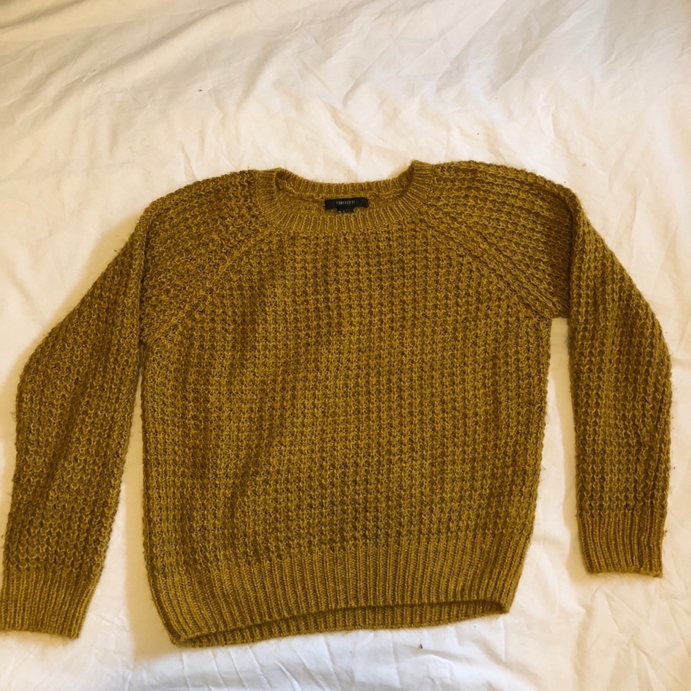 Mustard Yellow Waffle Knit Sweater